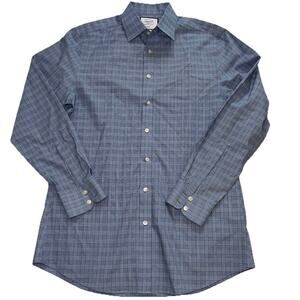 Charles Tyrwhitt Shirt Men Size 16/35 Blue Plaid Jermyn Street Slim Fit Non-Iron